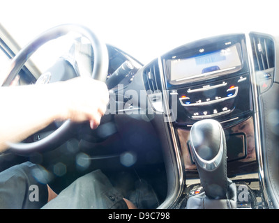 Interior Luxury Car Cabin, Driver's Side and Console, USA Stock Photo