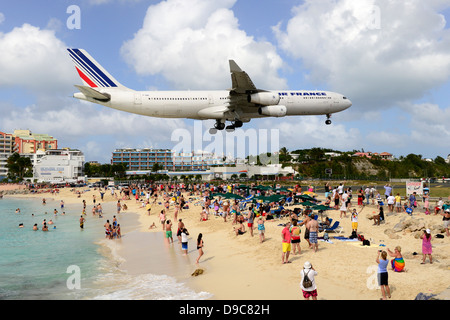 Maho Beach Airplanes St. Martin Maarten Caribbean Island Netherland Antilles Stock Photo