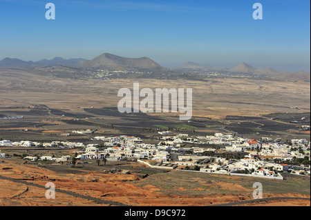 view of Lanzarote Island and Teguise town from Guanapay, Canary Islands, Spain Stock Photo