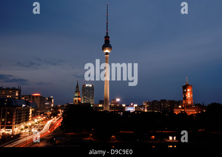View Fernsehturm by night. Berlin, Germany Stock Photo
