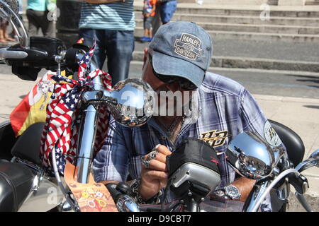 Rome, Italy. 16 June 2013 Harley Davidson enthusiasts converge on Saint Peter's Square, Vatican for a Papal Blessing during Sunday Mass in Rome Italy for HD110th Anniversary European   Celebration Stock Photo