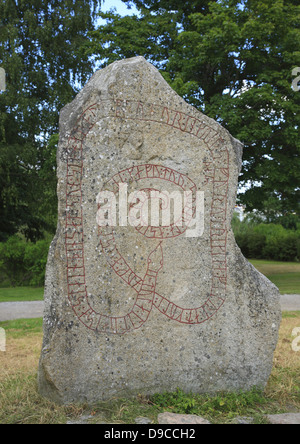 Runen stone at GRIPSHOLM Castle, lake Malaren, Mariefred, Sodermanland, Sweden, Scandinavia Stock Photo