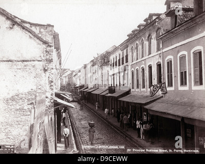 Principal Business Street, St. Pierre, Martinique, 1898, by J. Murray Jordan Stock Photo