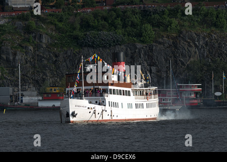 STOCKHOLM, Sweden - JUNE 8: Princess Madeleine and Chris O´Neill and friends on the steamboat Stockholm going from Riddarholmen Stock Photo