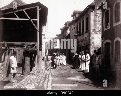 A Street in St Pierre, Martinique, ca 1890, by J. Murray Jordan Stock Photo