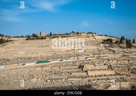 Ancient Jewish Cemetery on The Olive Mountain in Kidron Valley Stock Photo