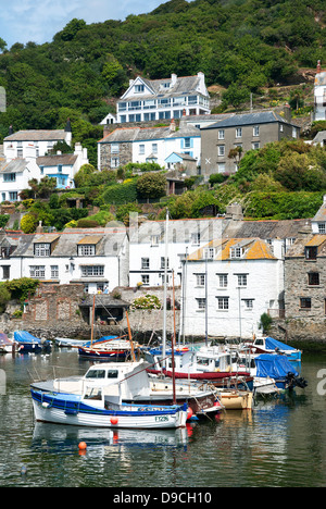 fishing boats in the harbour at polperro, cornwall, uk Stock Photo
