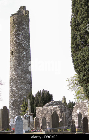 Pictured is the Round Tower in Monasterboice, Drogheda, Co. Louth, Ireland. Stock Photo