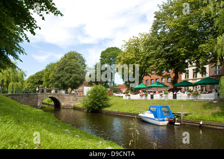 Idyllic situation in a canal in Friedrich's town, Idyllic location on a canal in Friedrichstadt Stock Photo