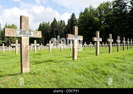 Le Linge, French soldier's cemetery in the Col you quits stone, Le Linge, a French three-day event cemetery on the Col you quits Stock Photo