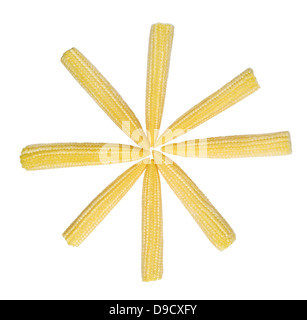 Baby corn cobs isolated on white background Stock Photo