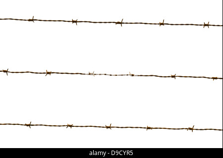 rusty barbed wire isolated on white background Stock Photo