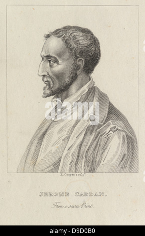 Gerolamo Cardano (1501-1576) Italian mathematician, astrologer, physican: First clinical description of Typhus Fever. A gambler, he formulated rules of probability. Predicted his time of death and committed suicide to make his prediction true. Stock Photo