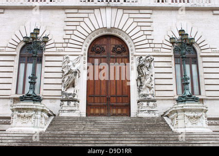 Main entrance of the Italian Parliament in Montecitorio Square - Rome (Italy) Stock Photo