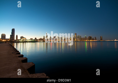 Lakeview at the Chicago Skyline during sunset Stock Photo