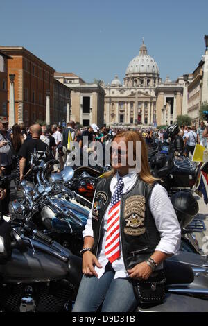 16 June 2013 Harley Davidson enthusiasts converge on Saint Peter's Square, Vatican for a Papal Blessing during Sunday Mass in Rome Italy for HD110th Anniversary European   Celebration Stock Photo