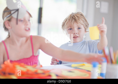 Children's mask making party Stock Photo