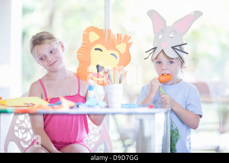 Children's mask making party Stock Photo