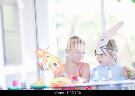 Children's mask making party Stock Photo