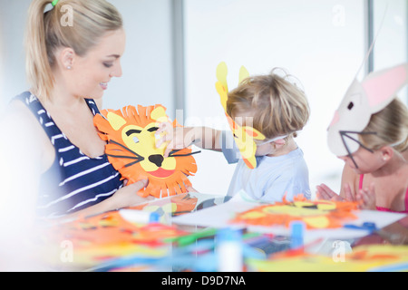 Children's mask making party Stock Photo