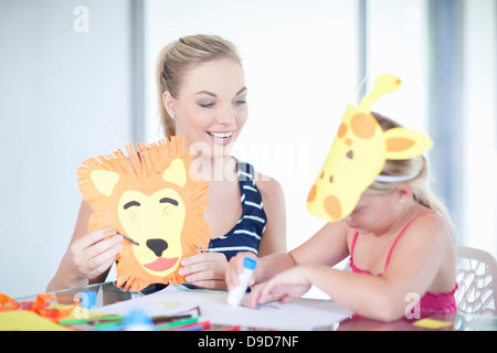 Children's mask making party Stock Photo