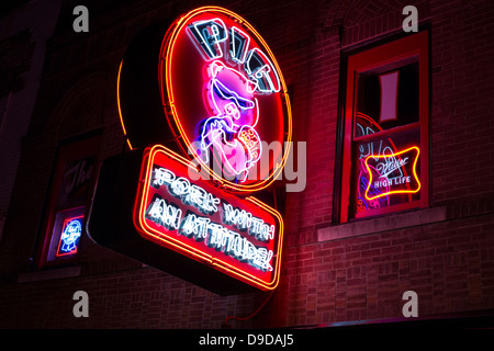 Beale Street at night, Memphis, Tennessee. Stock Photo