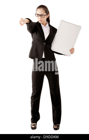Business lady with white board Stock Photo
