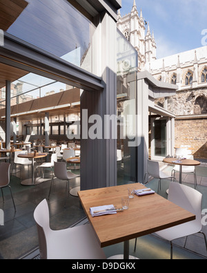 The Cellarium Café and Misericorde Terrace, London, United Kingdom. Architect: Panter Hudspith Architects, 2013. External view o Stock Photo