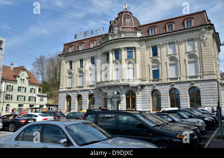 Postplatz and the main post office, Zug, Switzerland. Stock Photo