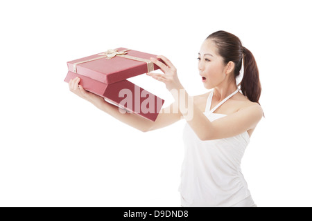 Business woman with gift box Stock Photo