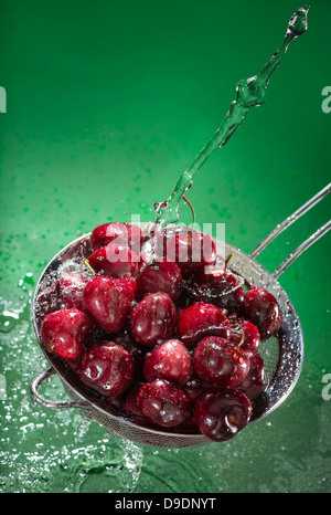 Cherries Being Washed Stock Photo