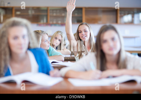 School girls enjoying science lesson Stock Photo