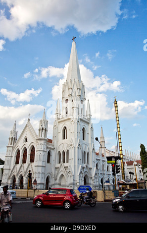 Church in a city, San Thome Basilica, Santhome, Mylapore, Chennai, Tamil Nadu, India Stock Photo