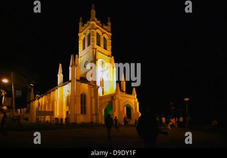 Christ Church at night, Mall Road, Shimla, Himachal Pradesh, India Stock Photo