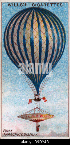 Aviation, 1910:  First attempt to descend by parachute from a balloon, 1837. Parachutist killed. Stock Photo
