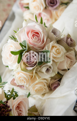 Getting married in the UK - a bride's bouquet of flowers roses Stock Photo