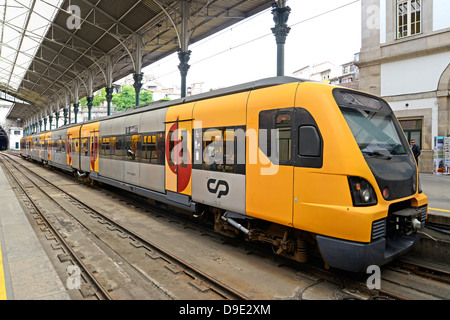 train in Sao Bento railway station Porto Portugal Stock Photo