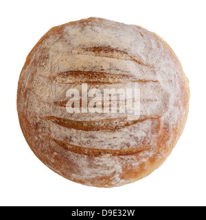 A home made small Farmhouse White Bread Loaf on a white background Stock Photo