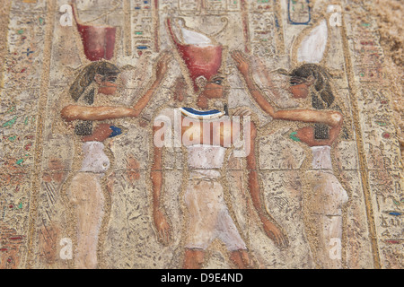 Ancient egyptian paintings on the stone plate Stock Photo