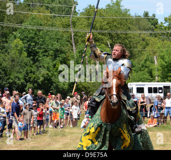 SALINE, MI - JULY 14: Victorious jouster at the Saline Celtic Festival July 14, 2012 in Saline, MI. Stock Photo