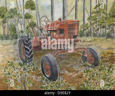old farm tractor Stock Photo