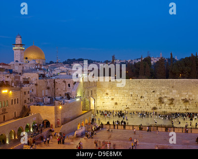 Wailing Wall with the Temple Mount in Jerusalem, Israel Stock Photo