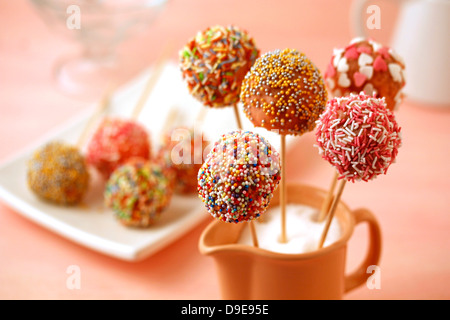 Strawberry cake pops. Recipe available.. Stock Photo