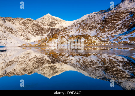 The Snowdon Horseshoe over Llyn Llydaw, Snowdonia National Park, Wales. Stock Photo