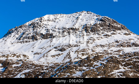 Crib Goch in snow, Snowdonia National Park, Wales, UK, Europe. Stock Photo