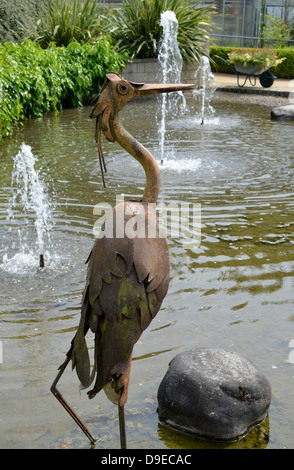 A Heron Sculpture in Durham Botanic Gardens, North East England. Stock Photo