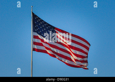 american flag blowing in wind Stock Photo