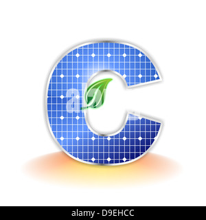 C, capital, letter C, solar panel, illustration, icon, texture Stock Photo