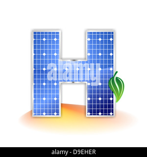 H, capital, letter H, solar panels, illustration, icon, texture Stock Photo