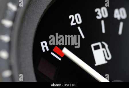 fuel gauge, empty, Tank announcement in a car Stock Photo